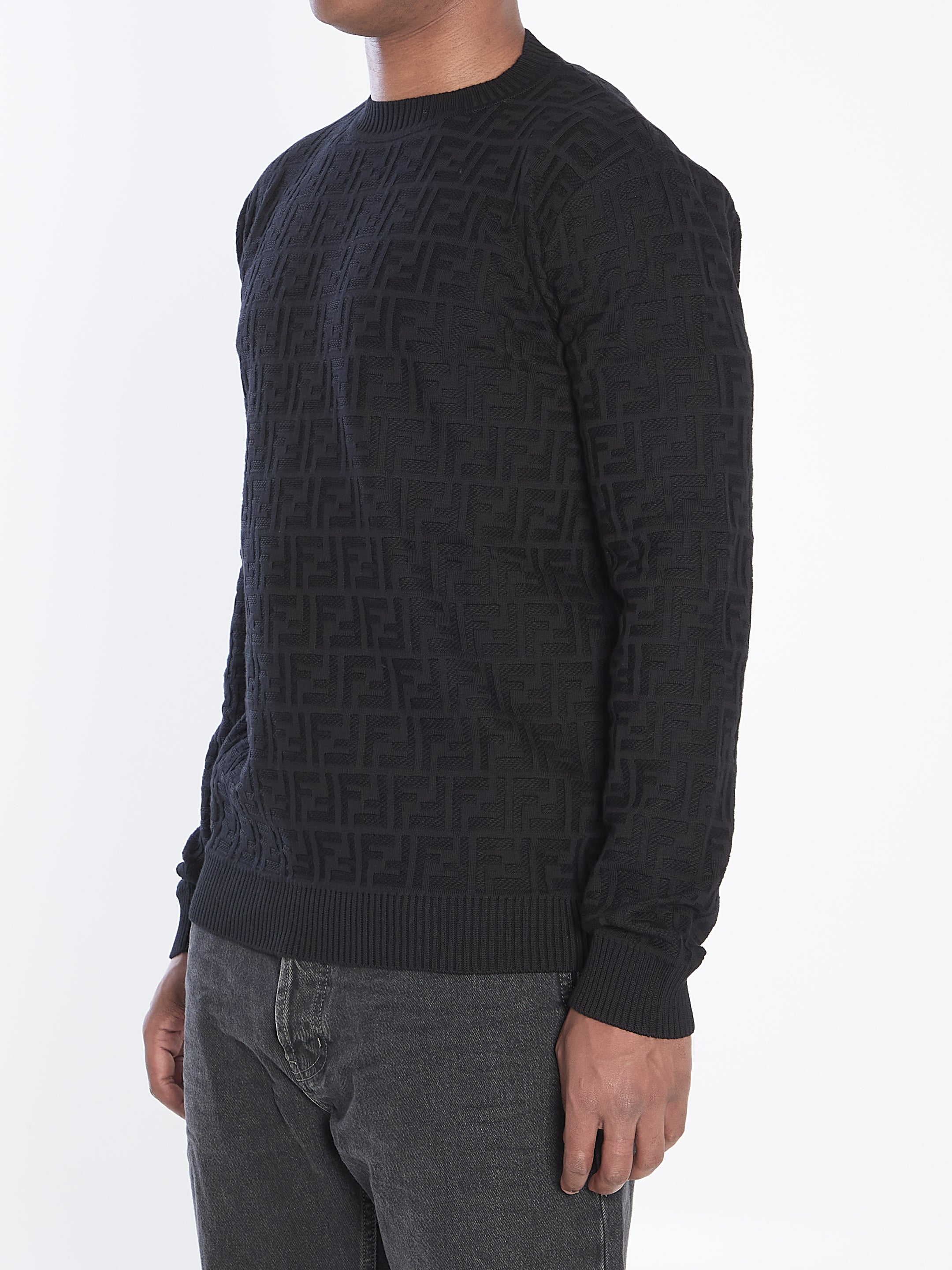 FENDI All-Over Pattern Crew Neck Sweater