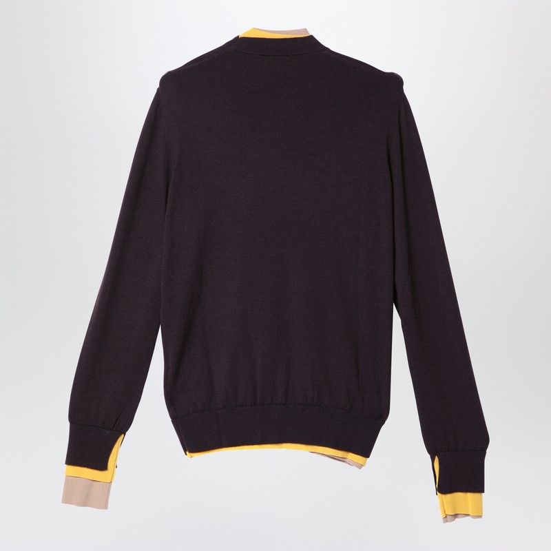FENDI Wool Jumper with Trompe-Loeil Effects and Embroidered Logo