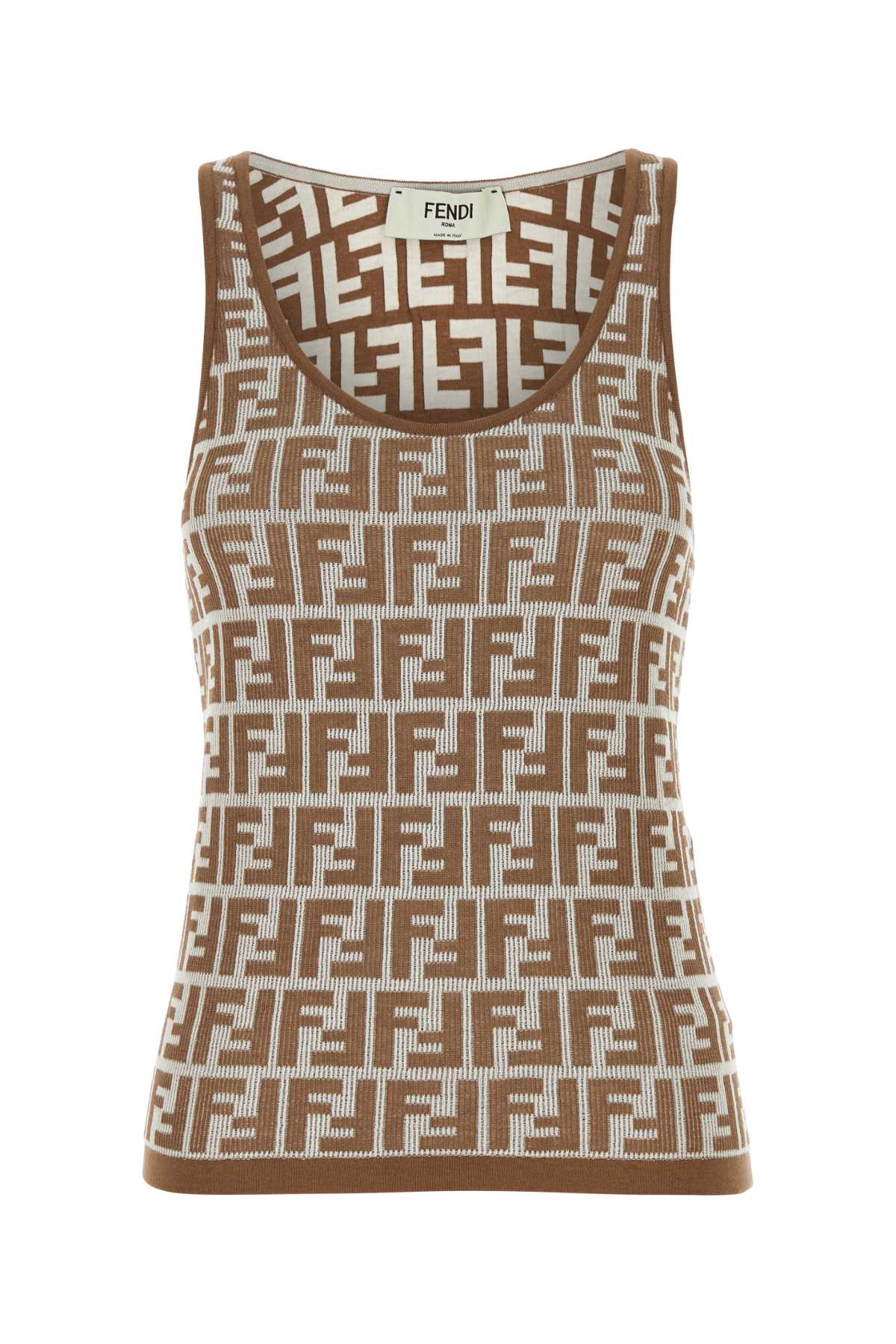 FENDI Embroidered Stretch Cotton Tank Top - Women's