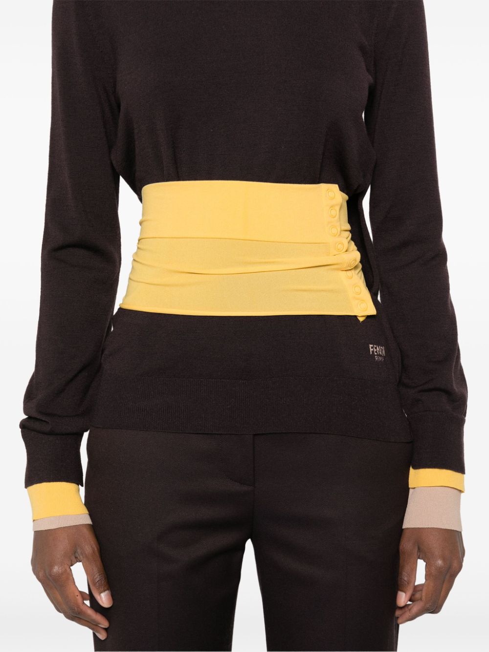 FENDI Wool Turtle-Neck Sweater with Contrast Panel - Women’s