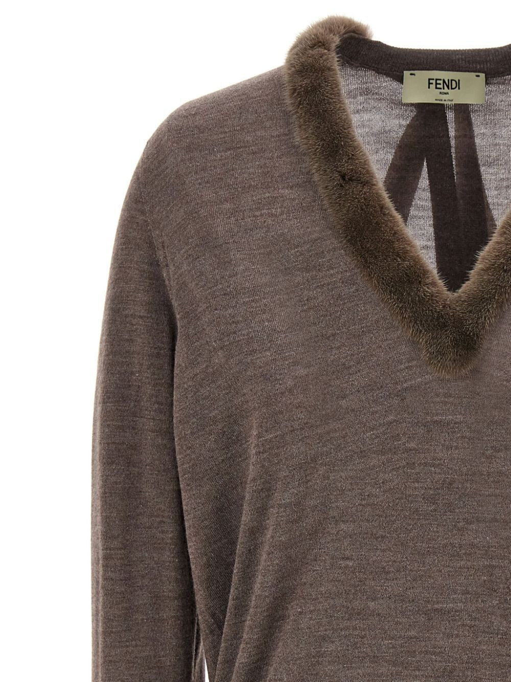 FENDI Wool and Silk V-Neck Jumper