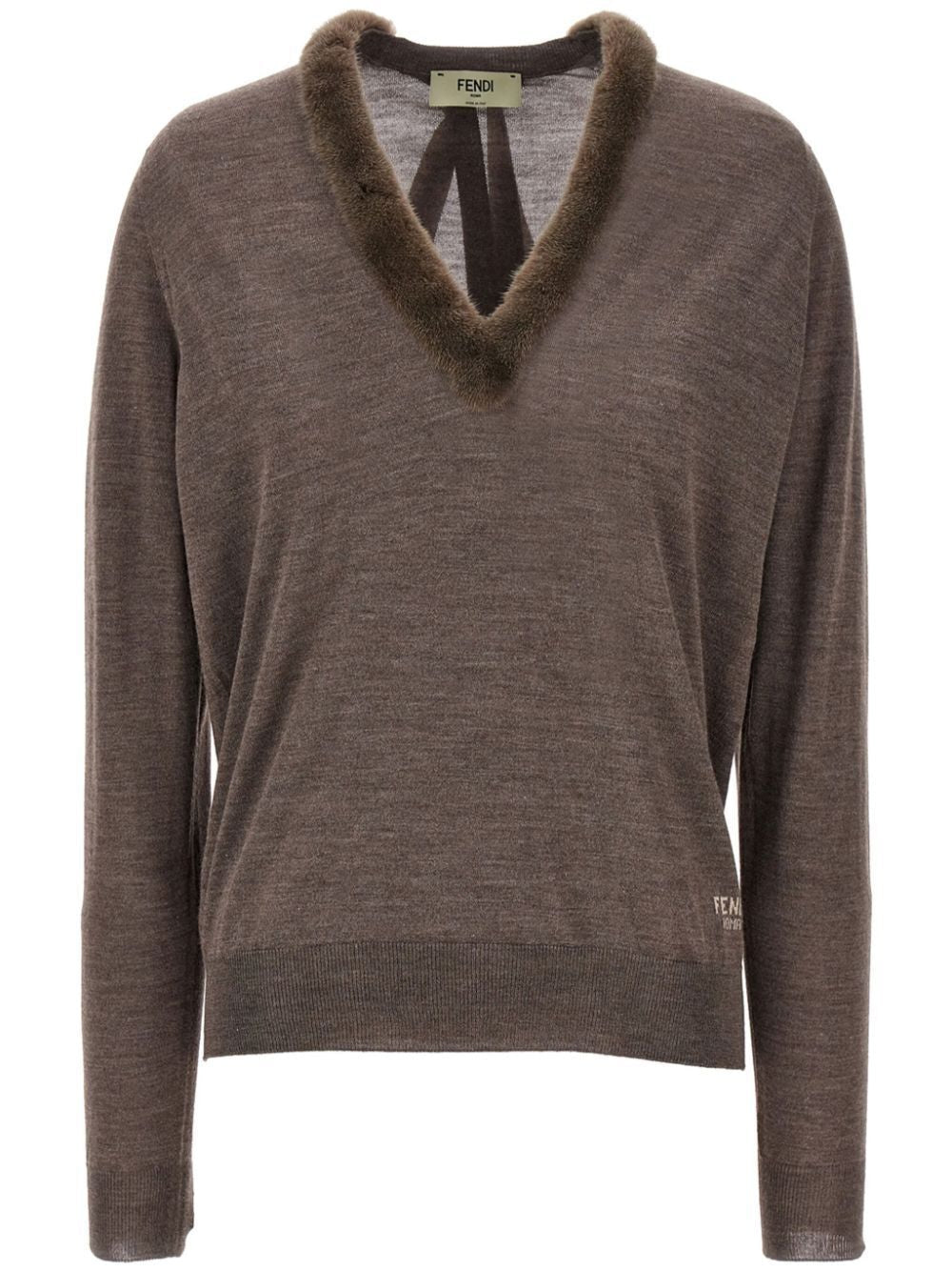 FENDI Wool and Silk V-Neck Jumper