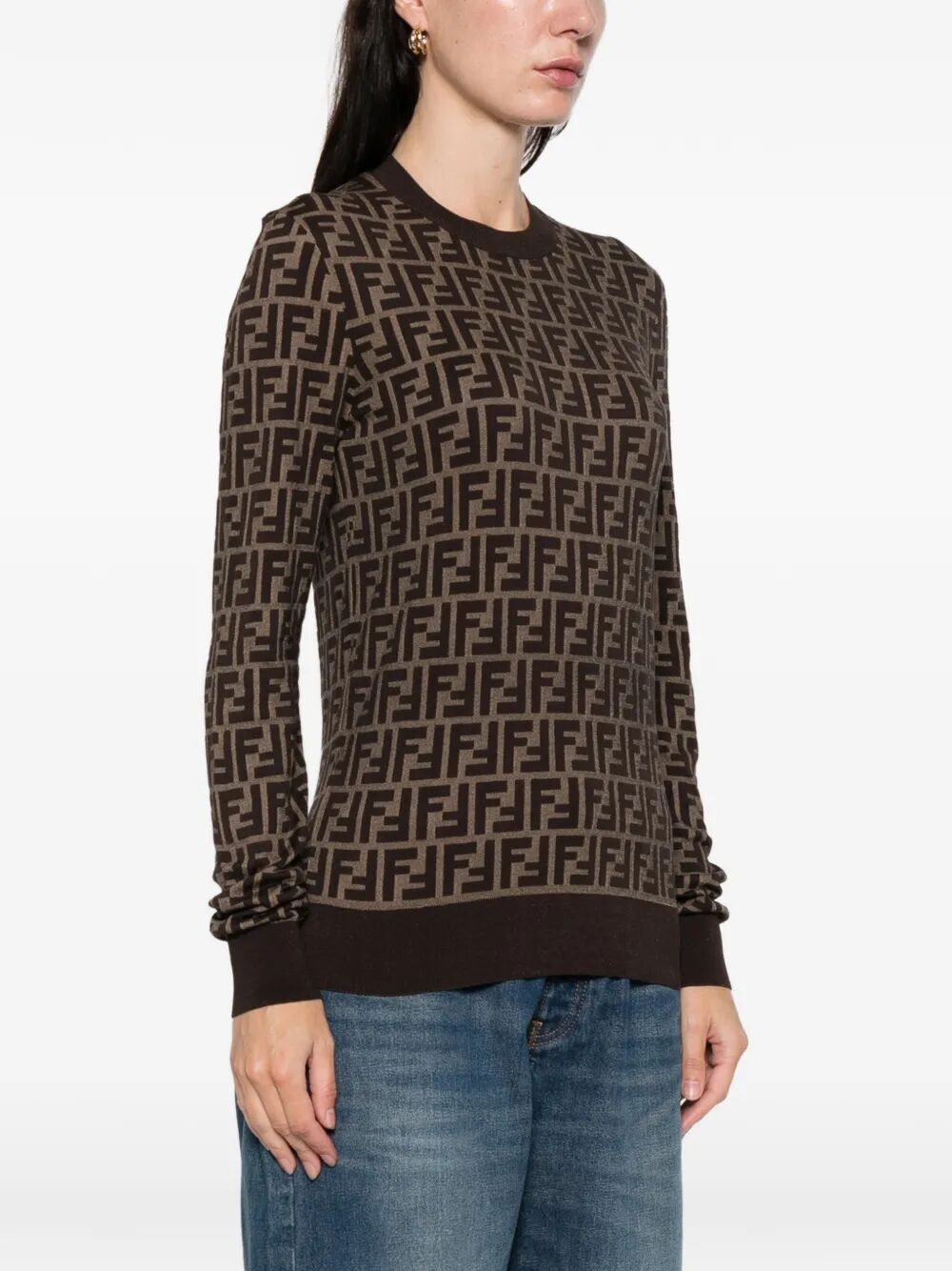 FENDI FF Jacquard Cotton Pullover for Women - SS26
