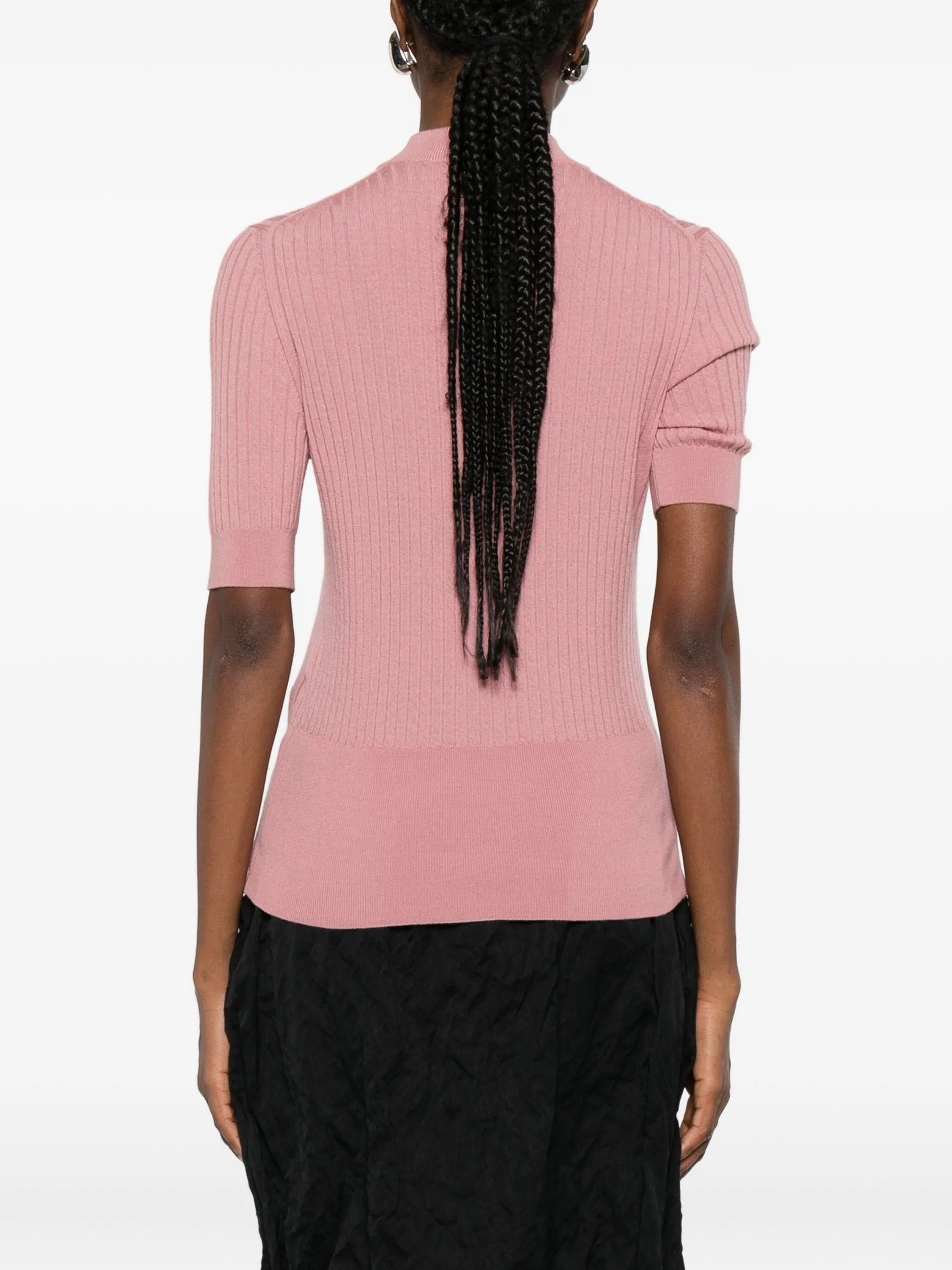 FENDI Essential Crew Neck Wool Sweater - Short Sleeves