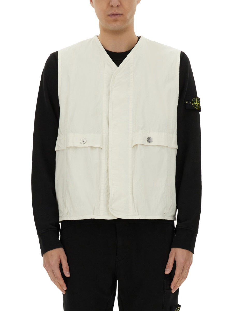 STONE ISLAND Cotton Blend Wappen Patch Mini Vest for Men