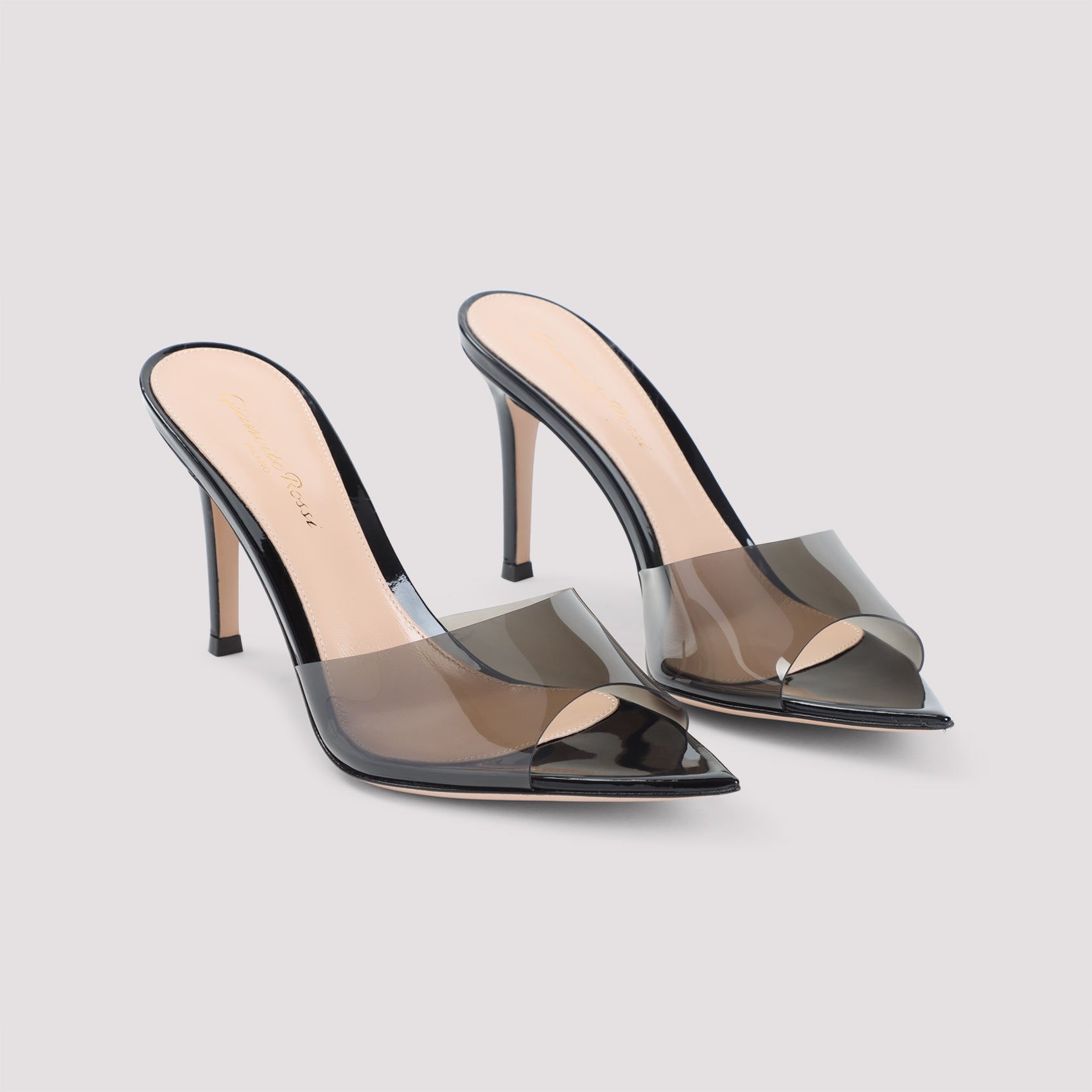 GIANVITO ROSSI Elegant Pointed Plexiglass Mini Sandals with 85mm Heel