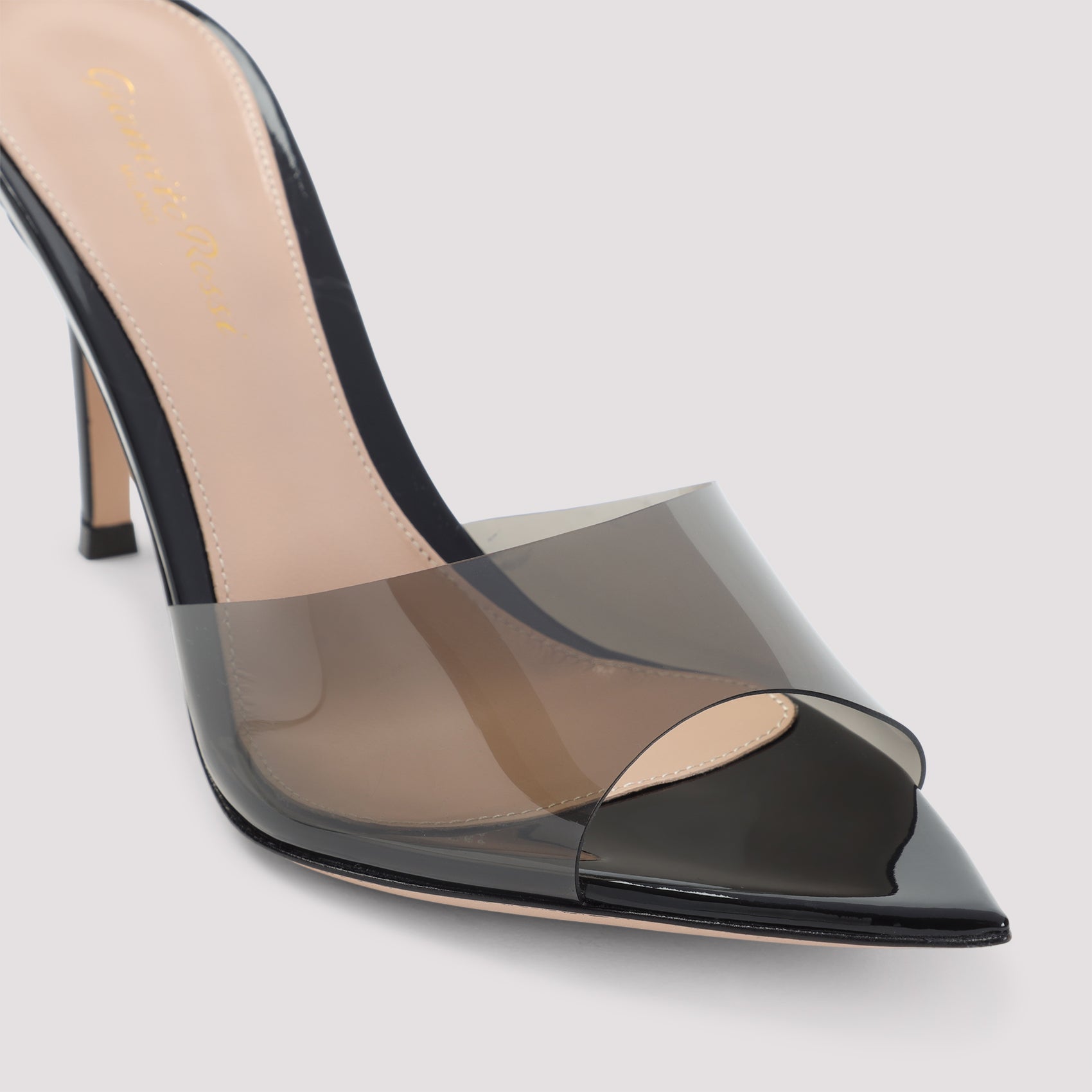 GIANVITO ROSSI Elegant Pointed Plexiglass Mini Sandals with 85mm Heel