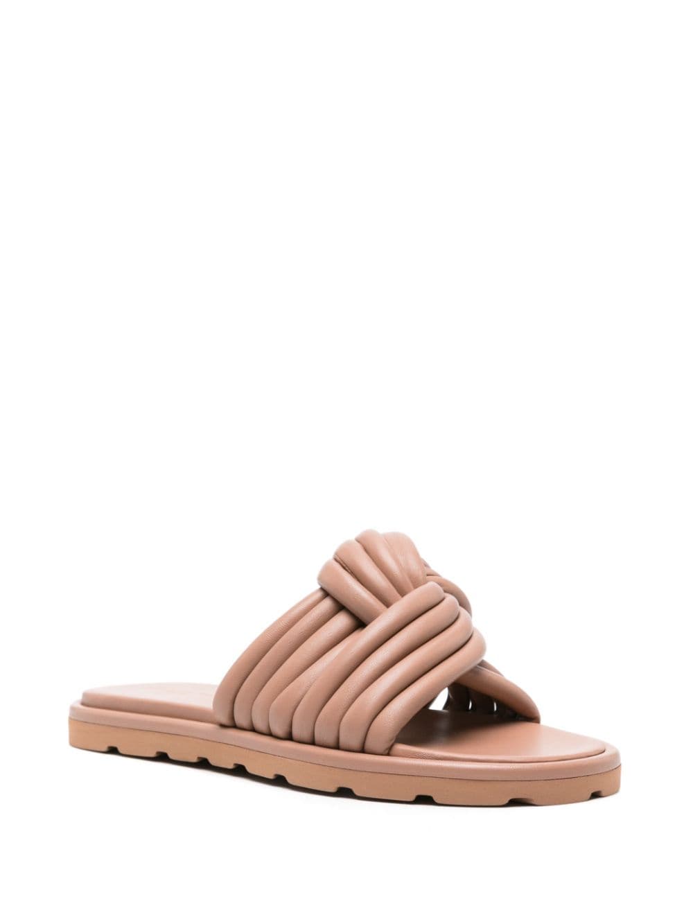 GIANVITO ROSSI Women's Leather Flat Sandals with Knot Detailing