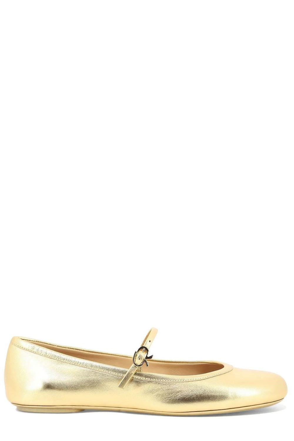 GIANVITO ROSSI Women's Mini Round-Toe Ballerina Flats with Iconic Buckle