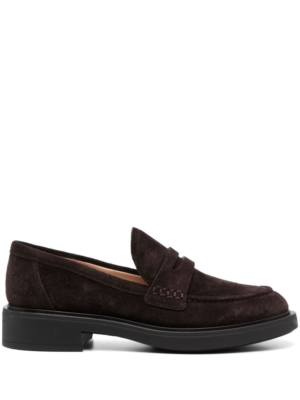 GIANVITO ROSSI Suede Harris Loafer with 20 MM Block Heel