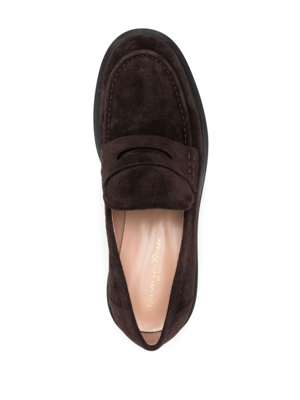 GIANVITO ROSSI Suede Harris Loafer with 20 MM Block Heel