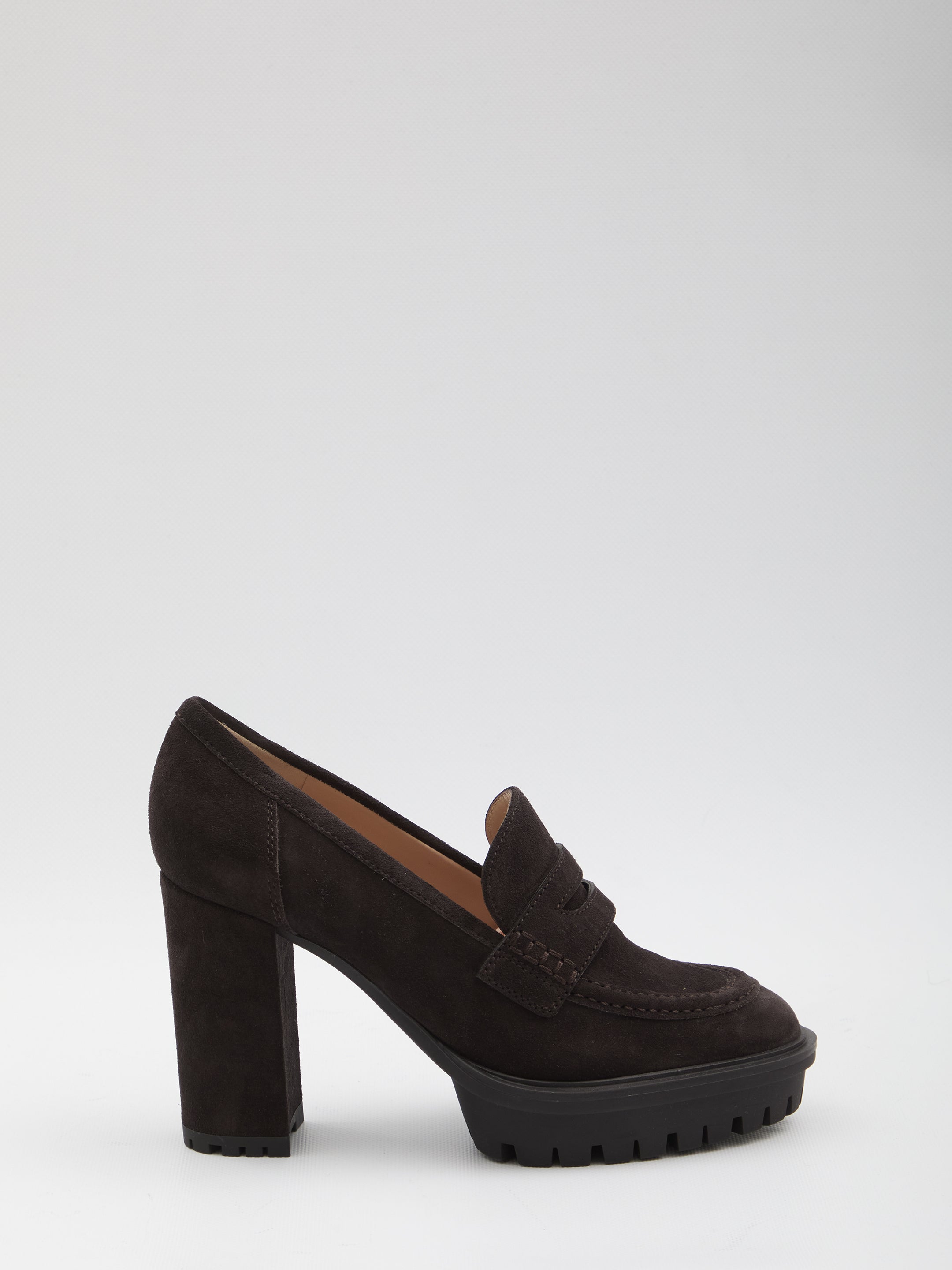 GIANVITO ROSSI Round Toe Penny Loafer with Platform - 10.5 cm Heel Height