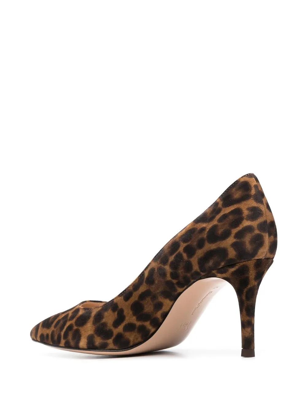 GIANVITO ROSSI Almond Leopard Print Pumps