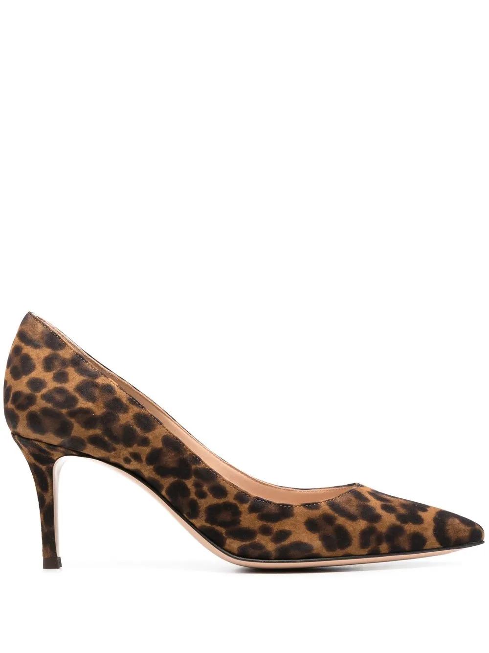 GIANVITO ROSSI Almond Leopard Print Pumps