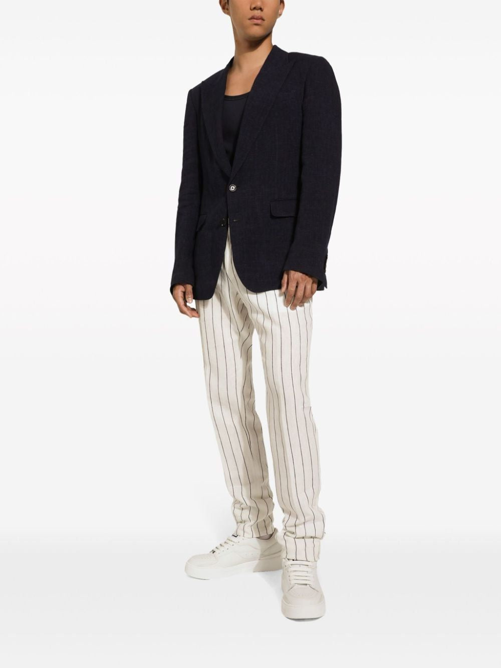 DOLCE & GABBANA Cotton-Linen Blazer with Peak Lapels - SS24