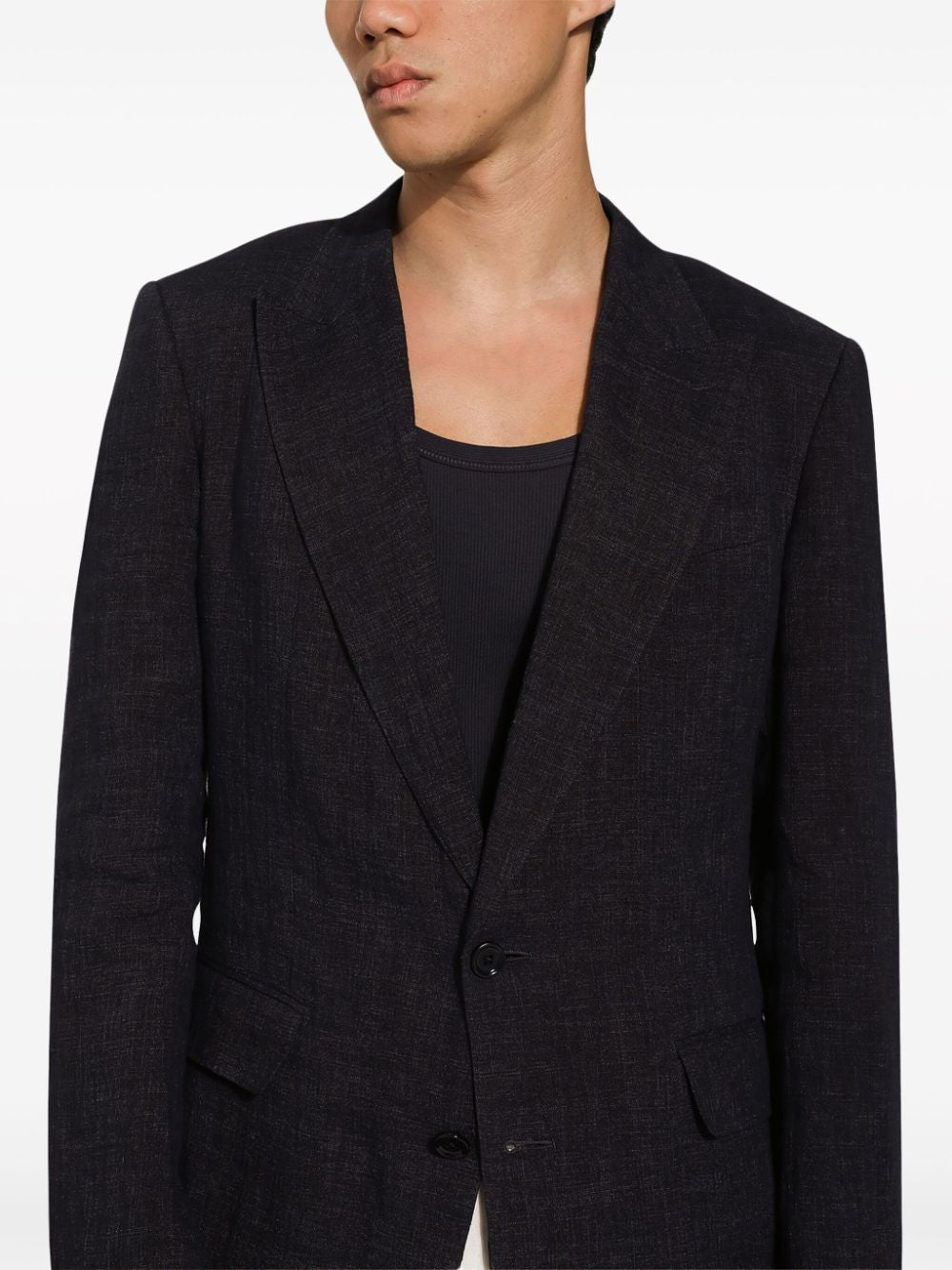 DOLCE & GABBANA Cotton-Linen Blazer with Peak Lapels - SS24