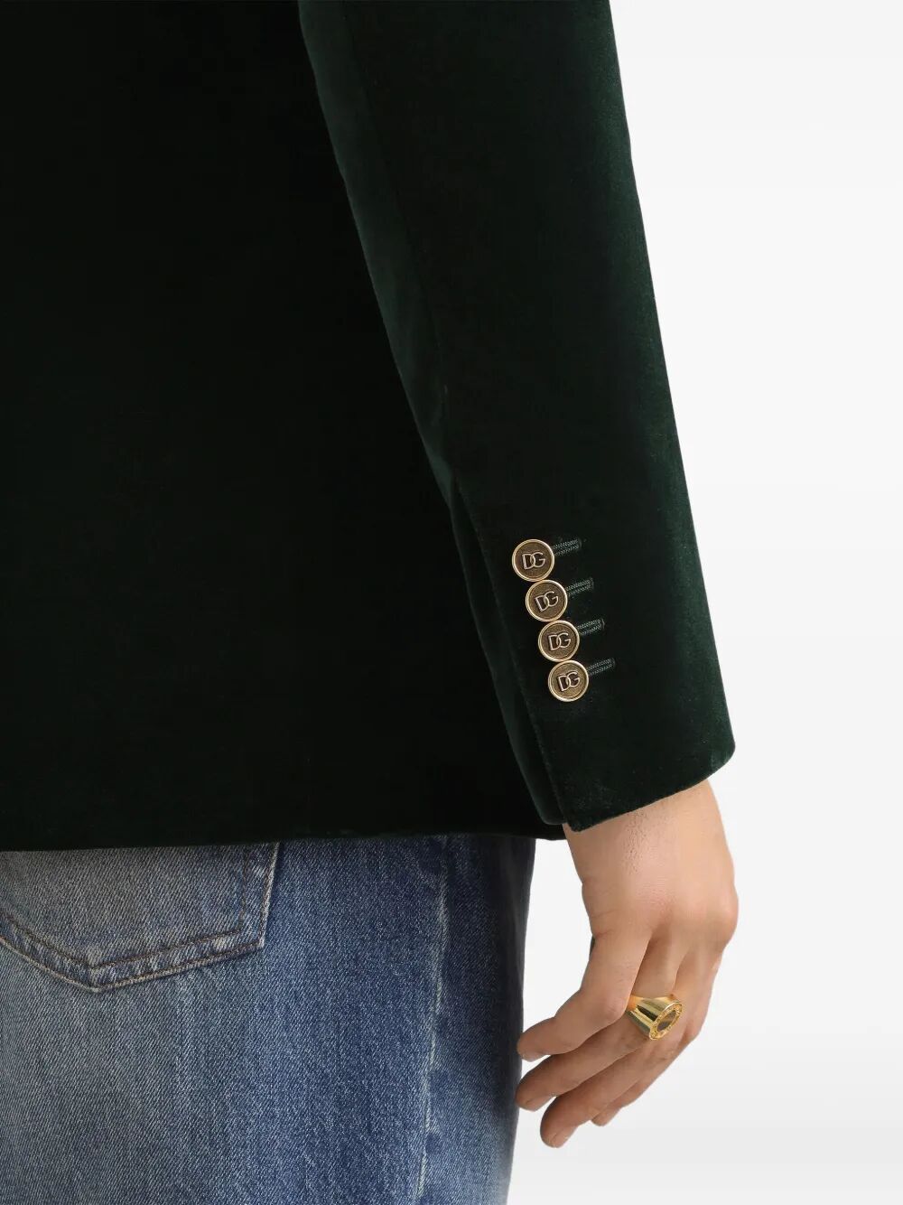 DOLCE & GABBANA Double-Breasted Sicilia Light Cotton Velvet Jacket