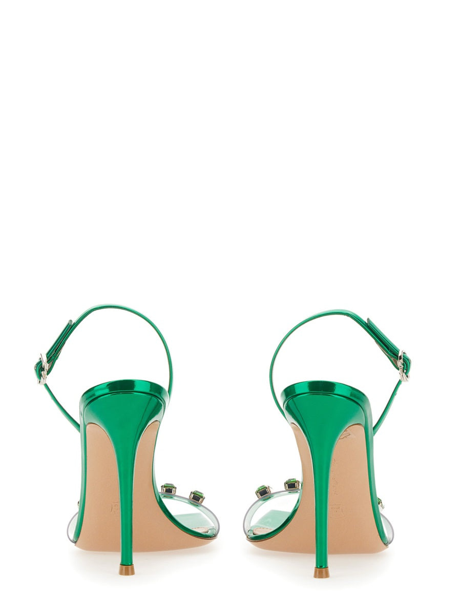 GIANVITO ROSSI Candy Ribbon Mini Sandal with Ankle Strap - 10.5 cm Heel