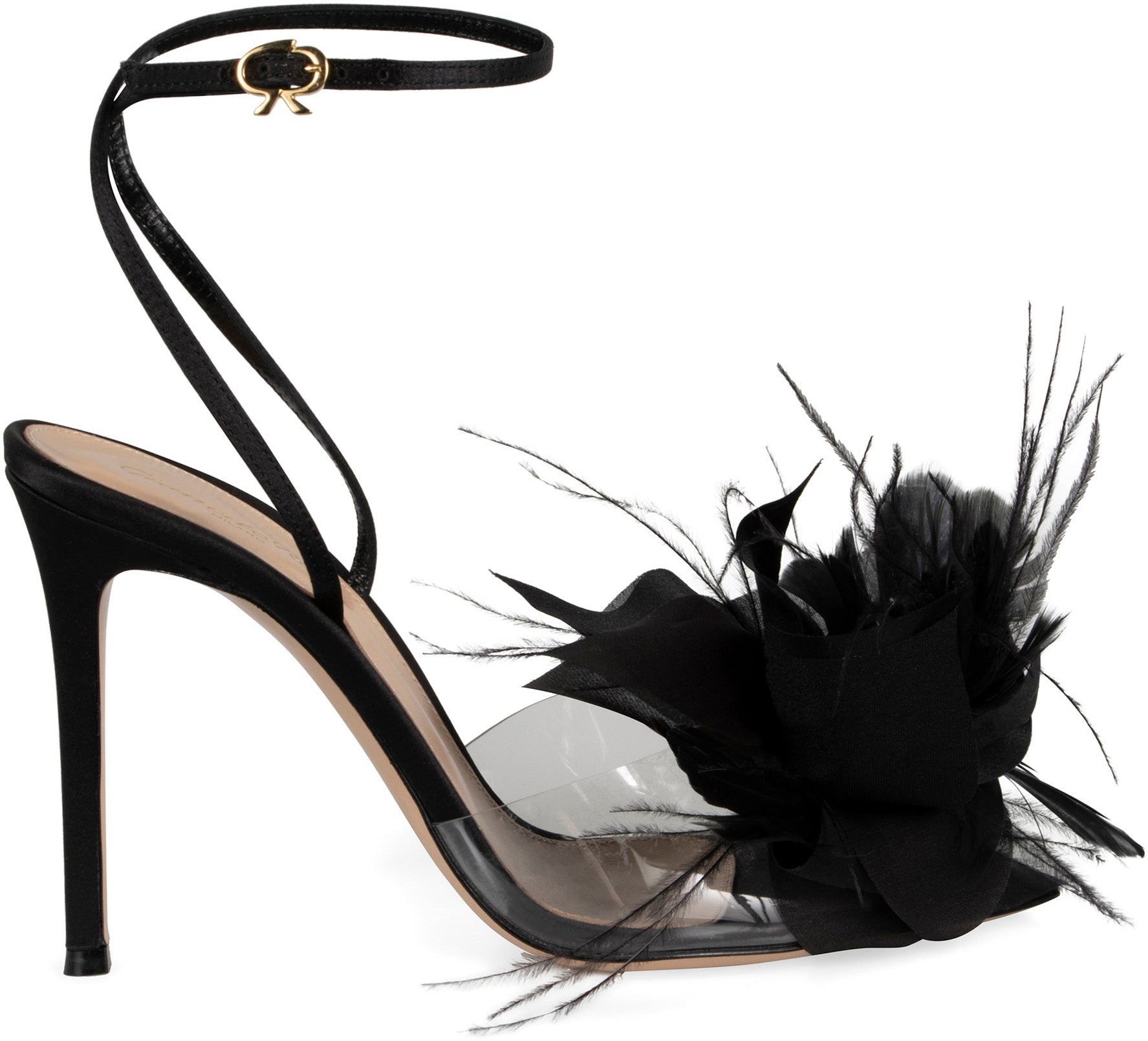 GIANVITO ROSSI Decorative Heeled Sandals with Adjustable Ankle Strap