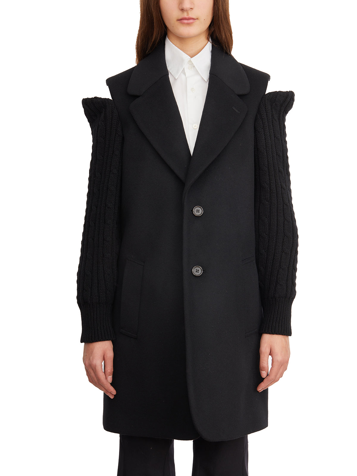 COMME DES GARÇONS Wool Sleeve Jacket with Open Shoulder - Size S
