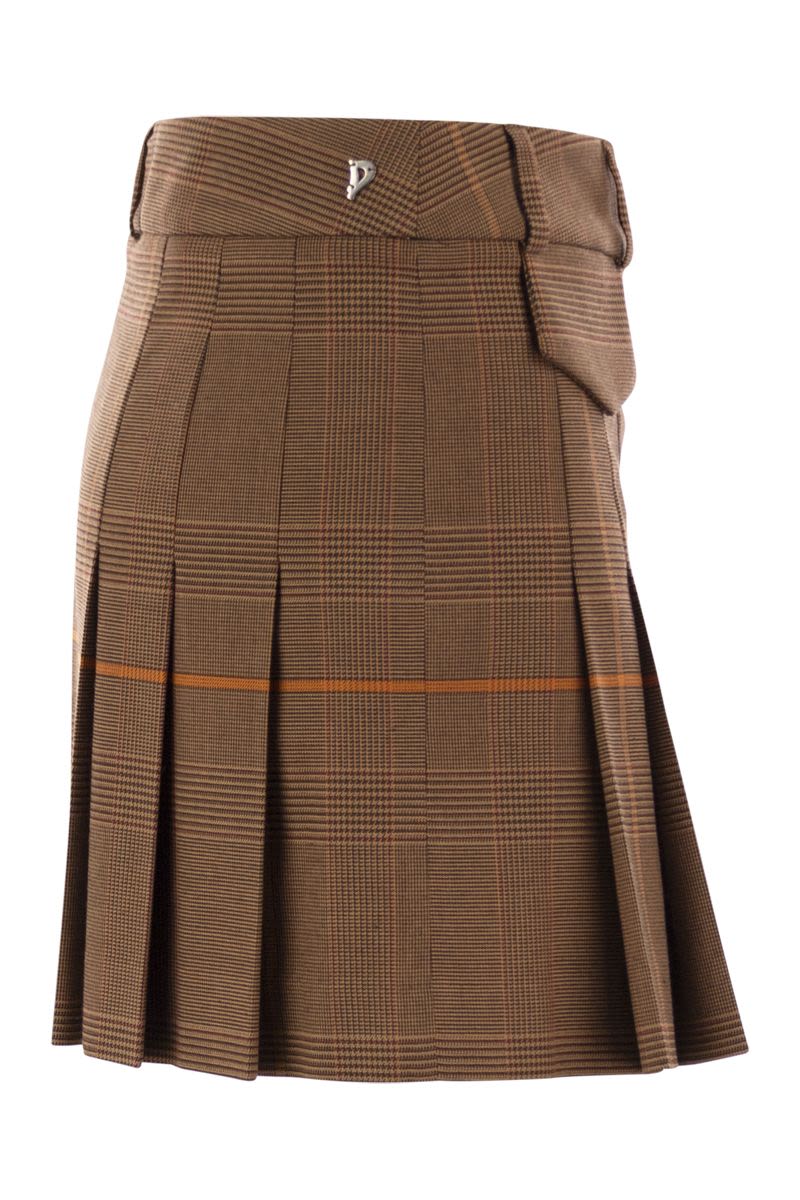 DONDUP Pleated Mini Skirt with Prince of Wales Design