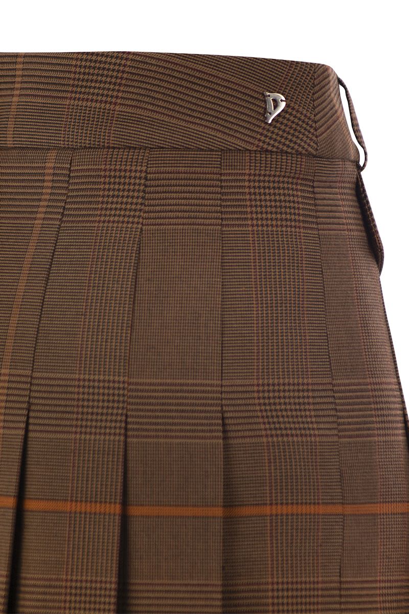 DONDUP Pleated Mini Skirt with Prince of Wales Design