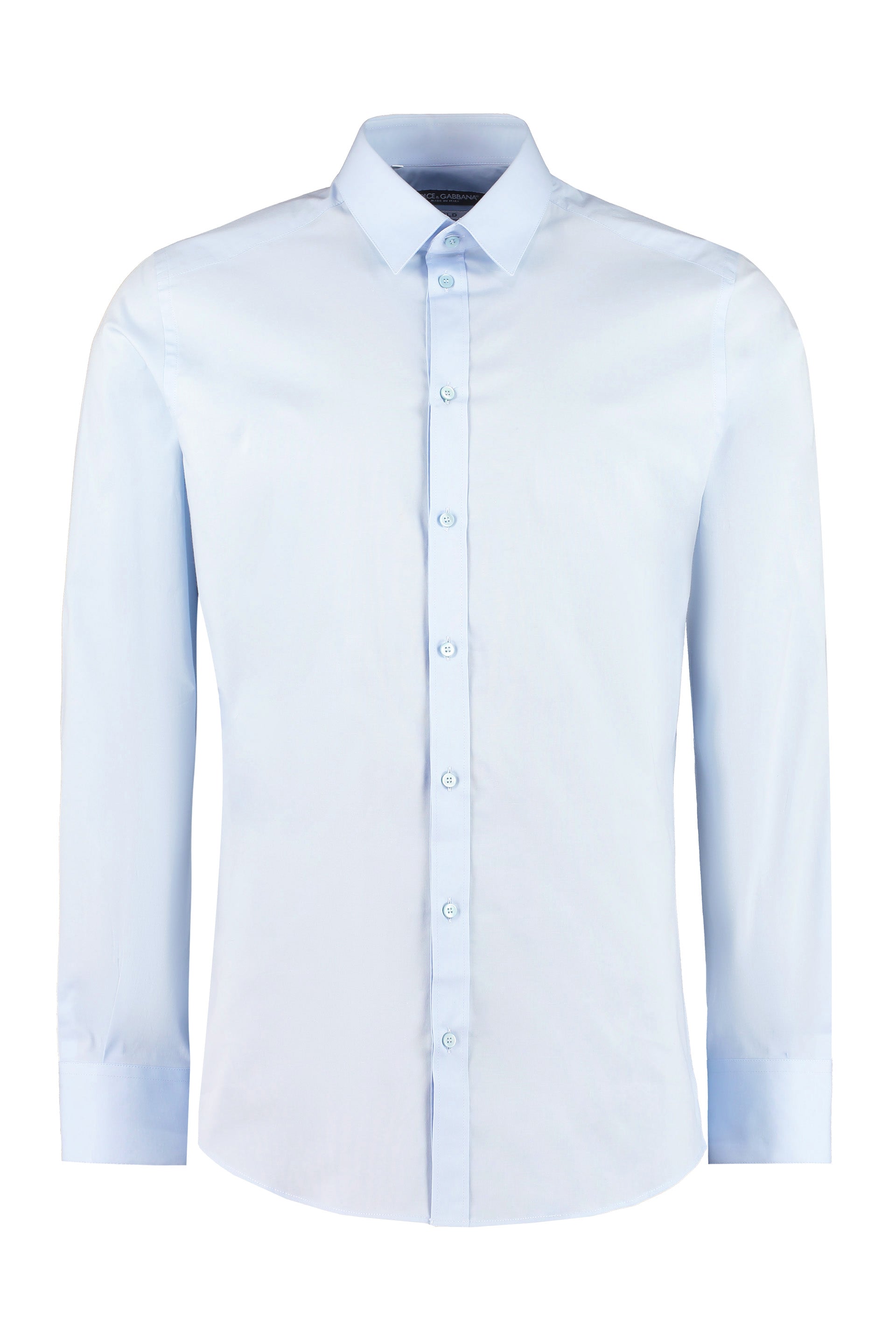DOLCE & GABBANA Men's Stretch Poplin Shirt with Rounded Hem