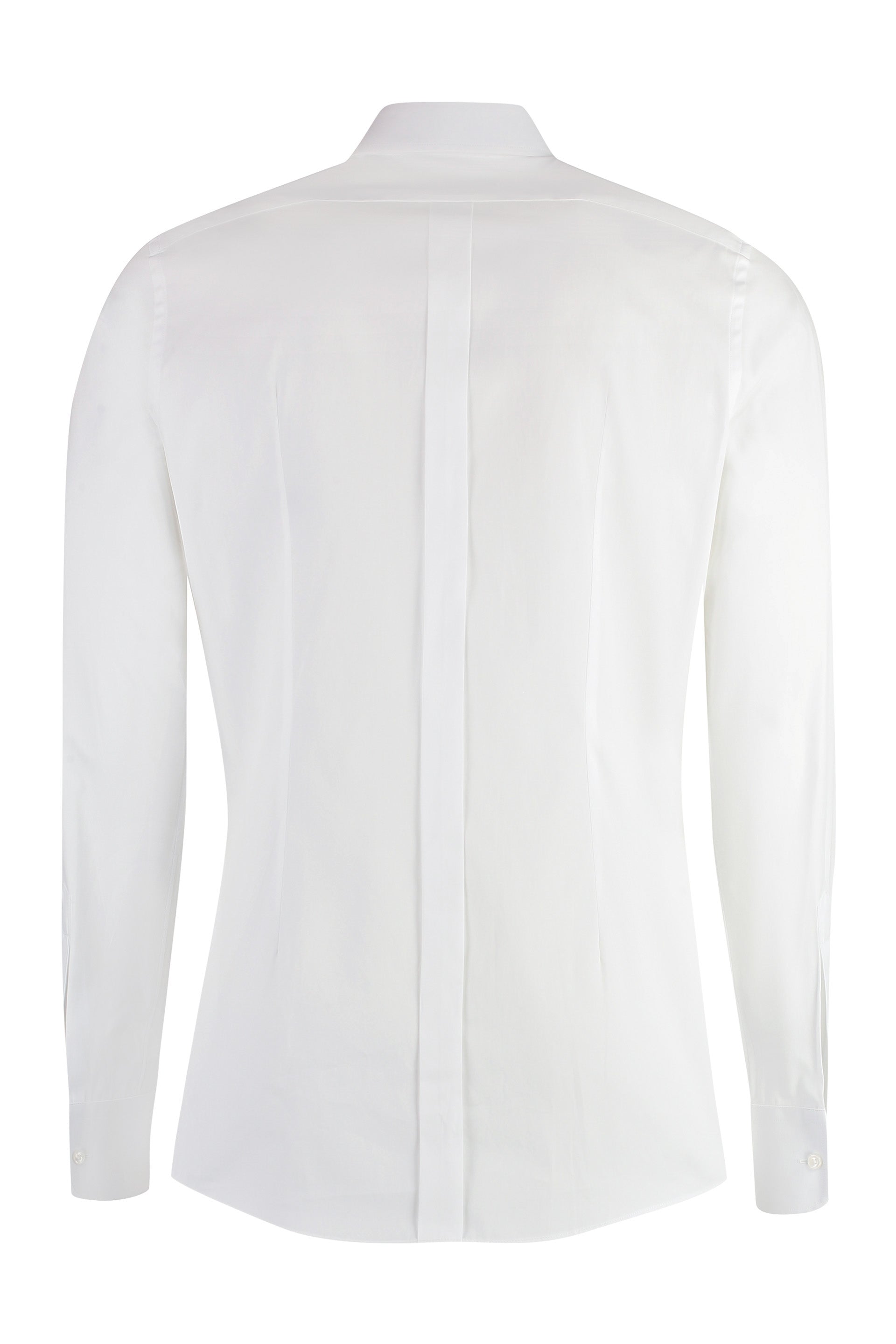 DOLCE & GABBANA Classic Poplin Tuxedo Shirt with Embellished Buttons