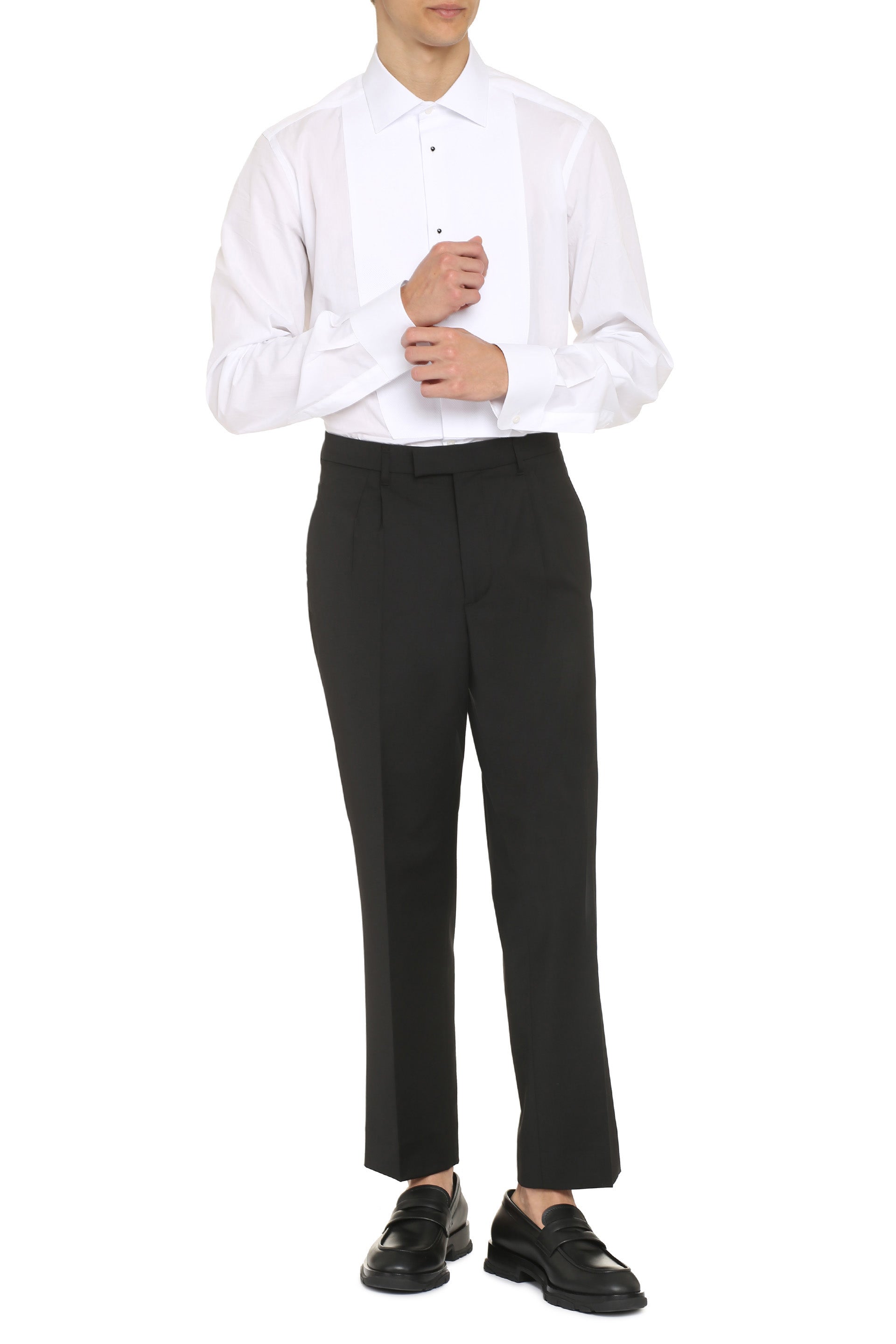 DOLCE & GABBANA Classic Poplin Tuxedo Shirt - Slim Fit