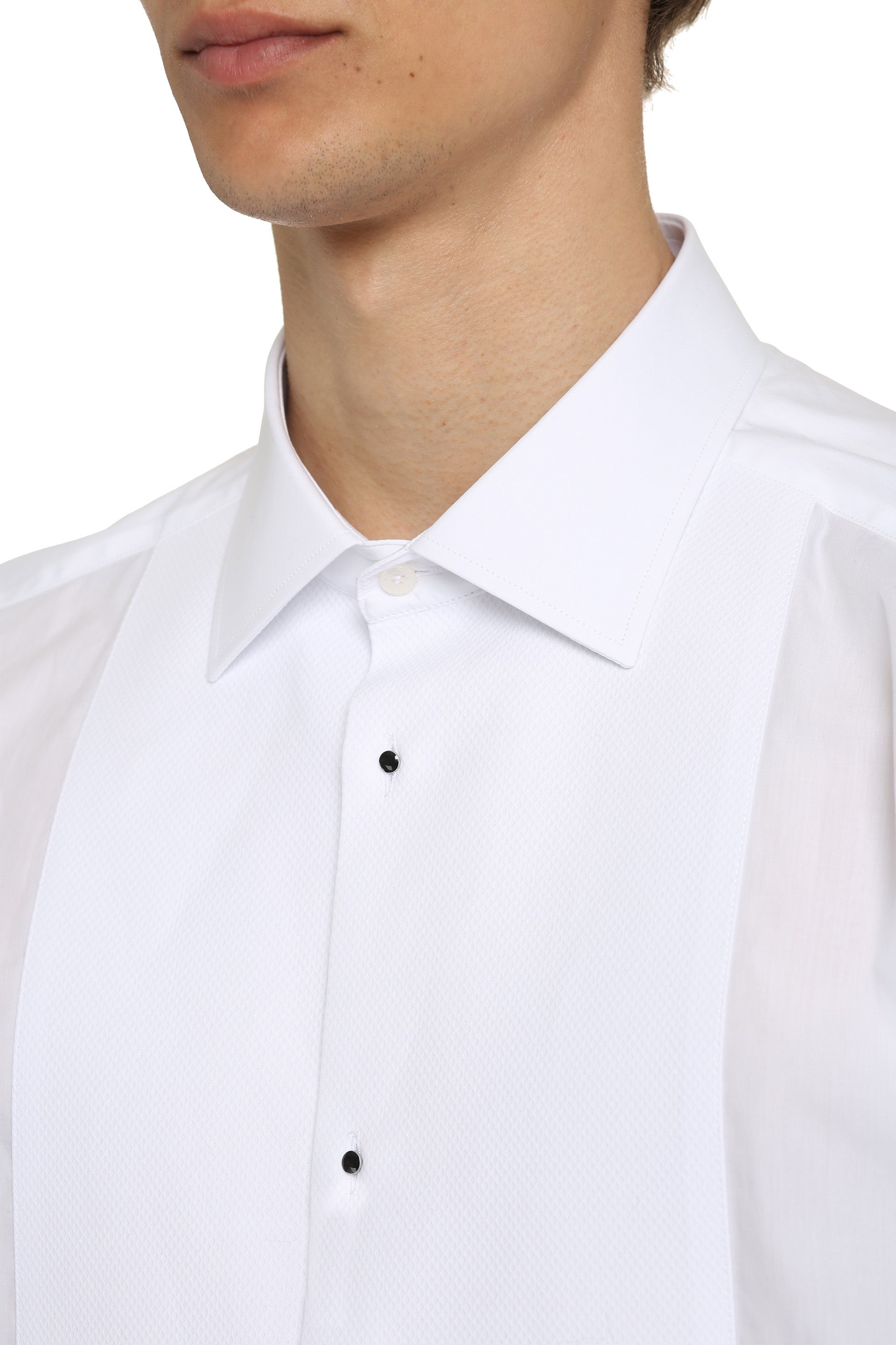 DOLCE & GABBANA Classic Poplin Tuxedo Shirt - Slim Fit