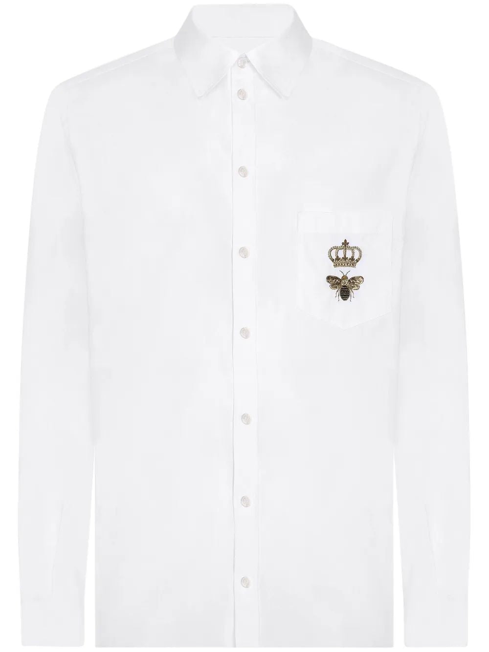 DOLCE & GABBANA Logo Embroidered Cotton Shirt for Men