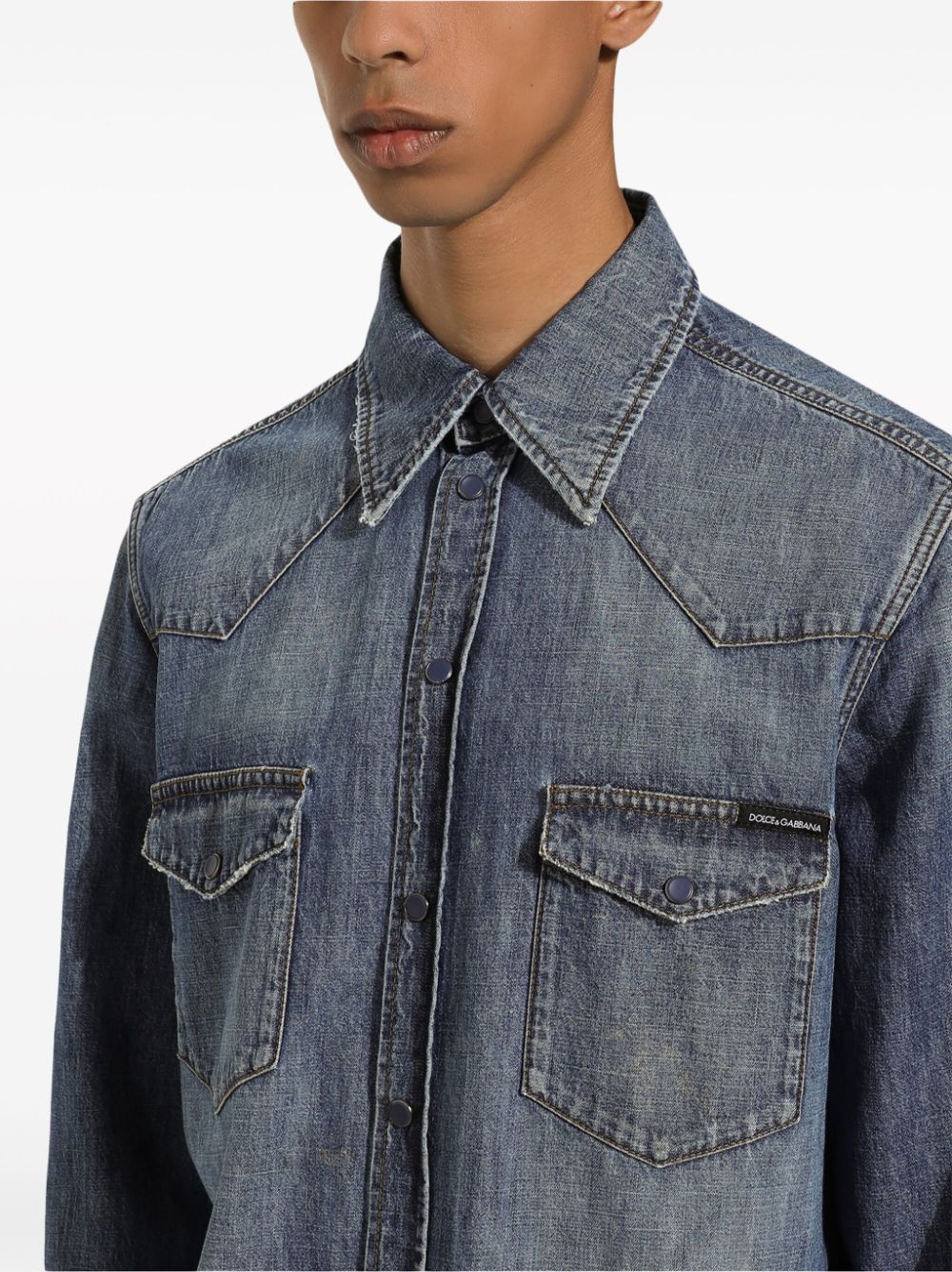 DOLCE & GABBANA Classic Denim Shirt with Buttoned Cuffs
