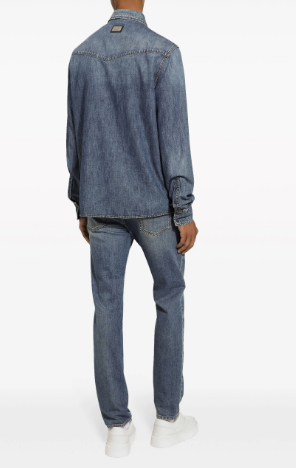 DOLCE & GABBANA Classic Denim Shirt with Buttoned Cuffs