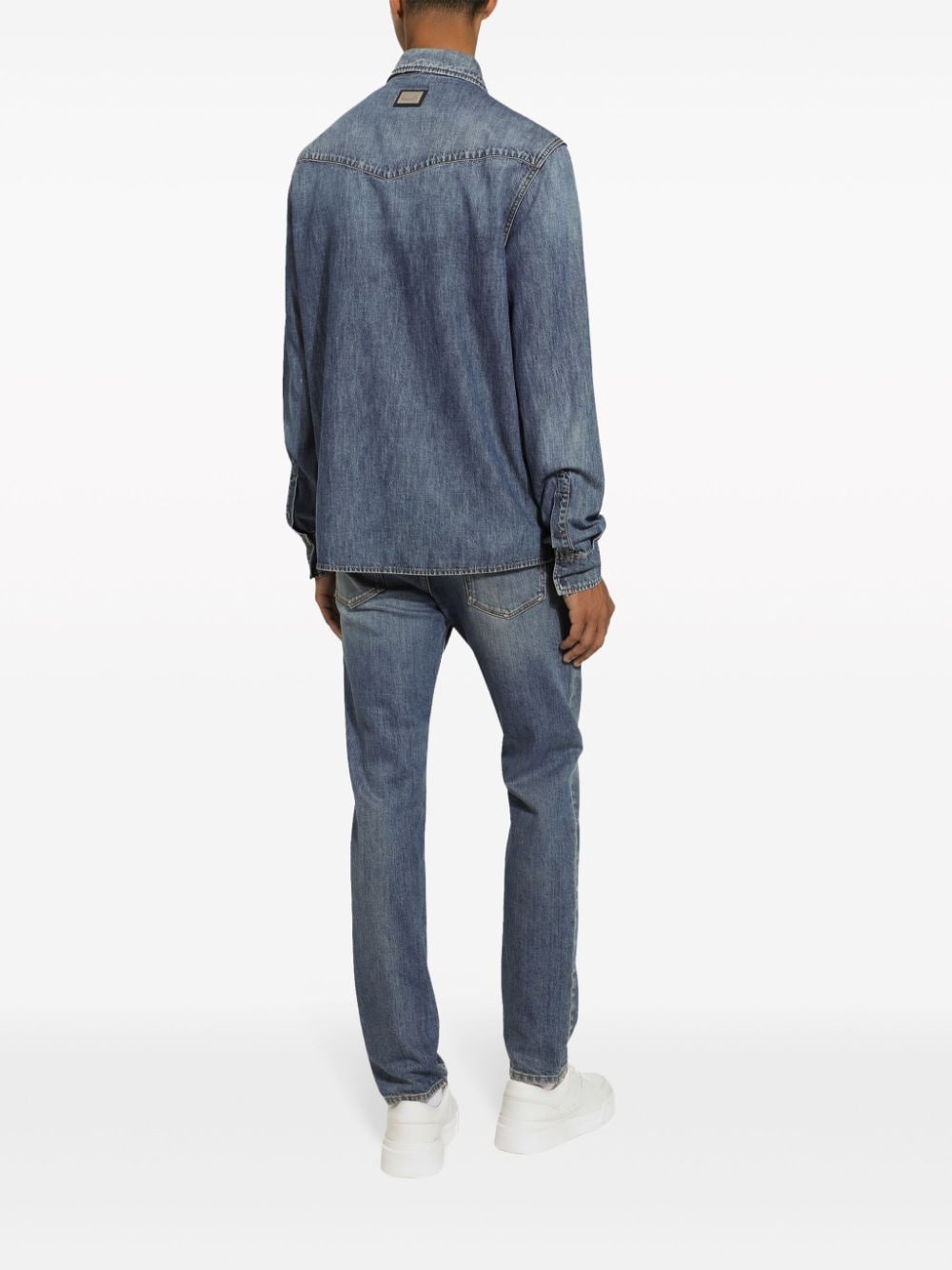 DOLCE & GABBANA Classic Denim Shirt with Buttoned Cuffs