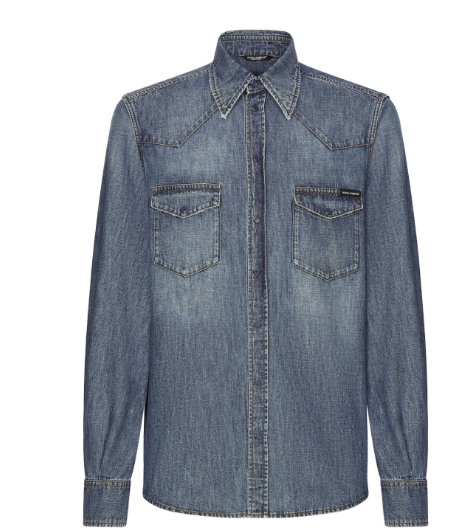DOLCE & GABBANA Classic Denim Shirt with Buttoned Cuffs