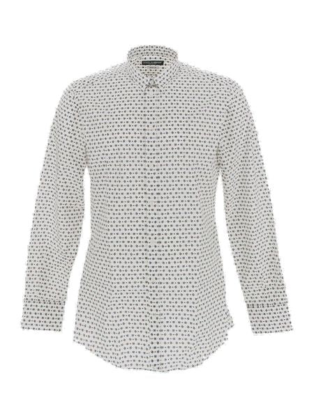 DOLCE & GABBANA Men's Printed Cotton Shirt with Rounded Hem