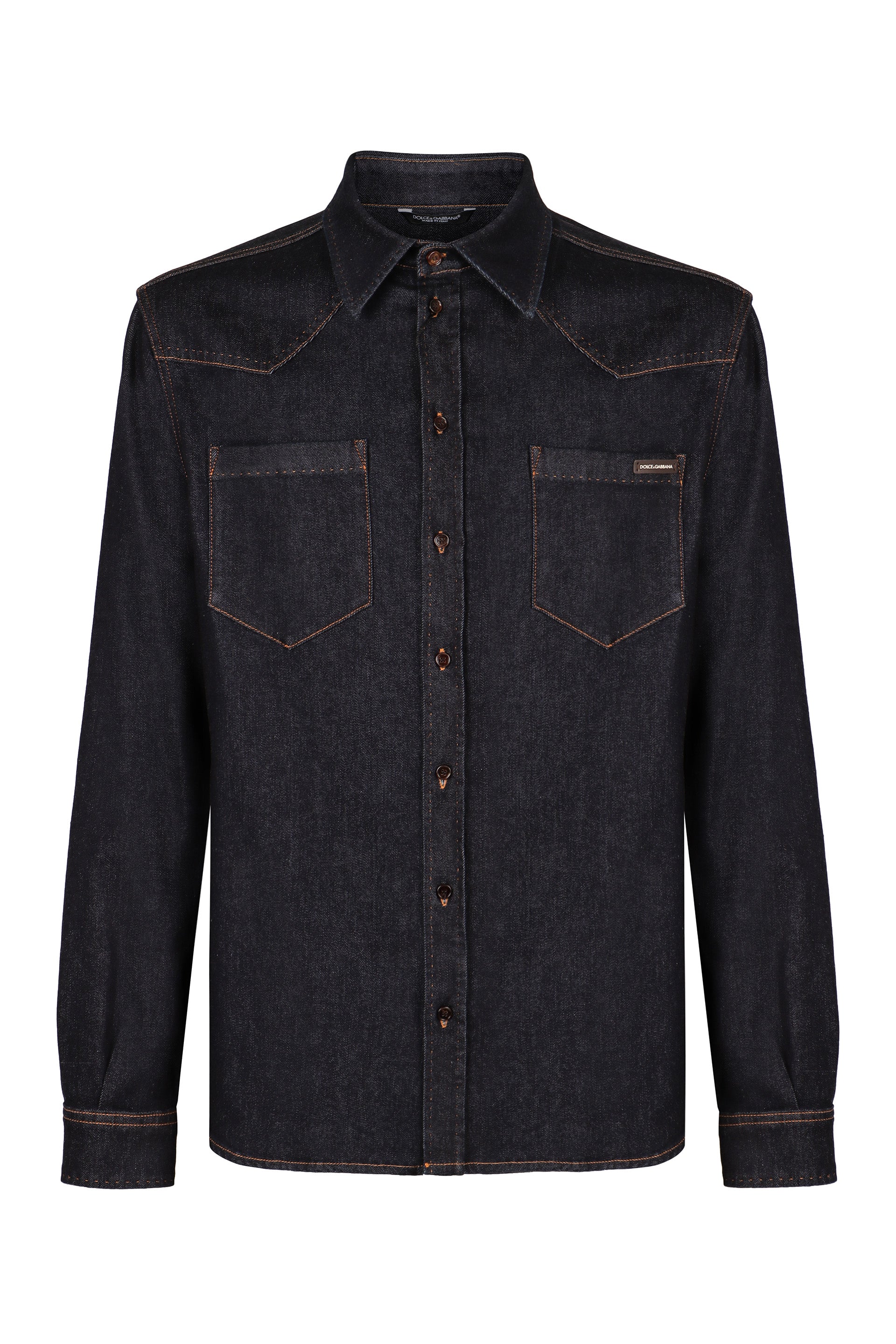 DOLCE & GABBANA Logo Detail Denim Shirt for Men