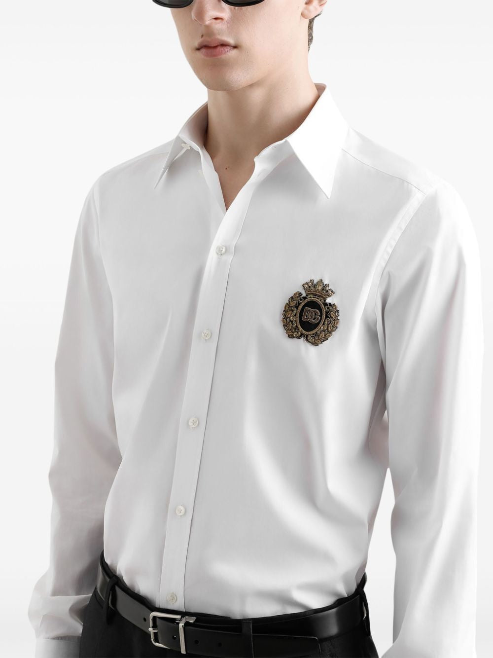 DOLCE & GABBANA Logo Embroidered Cotton Shirt