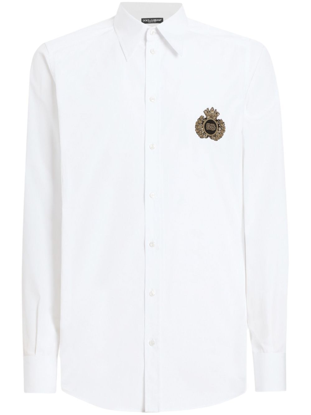 DOLCE & GABBANA Logo Embroidered Cotton Shirt