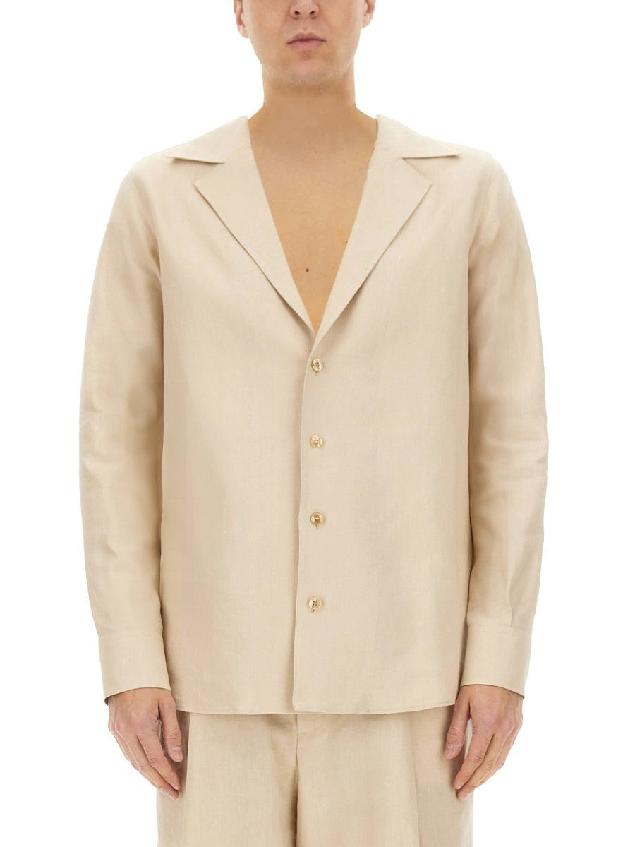 DOLCE & GABBANA Linen V-Neck Shirt - Size 41