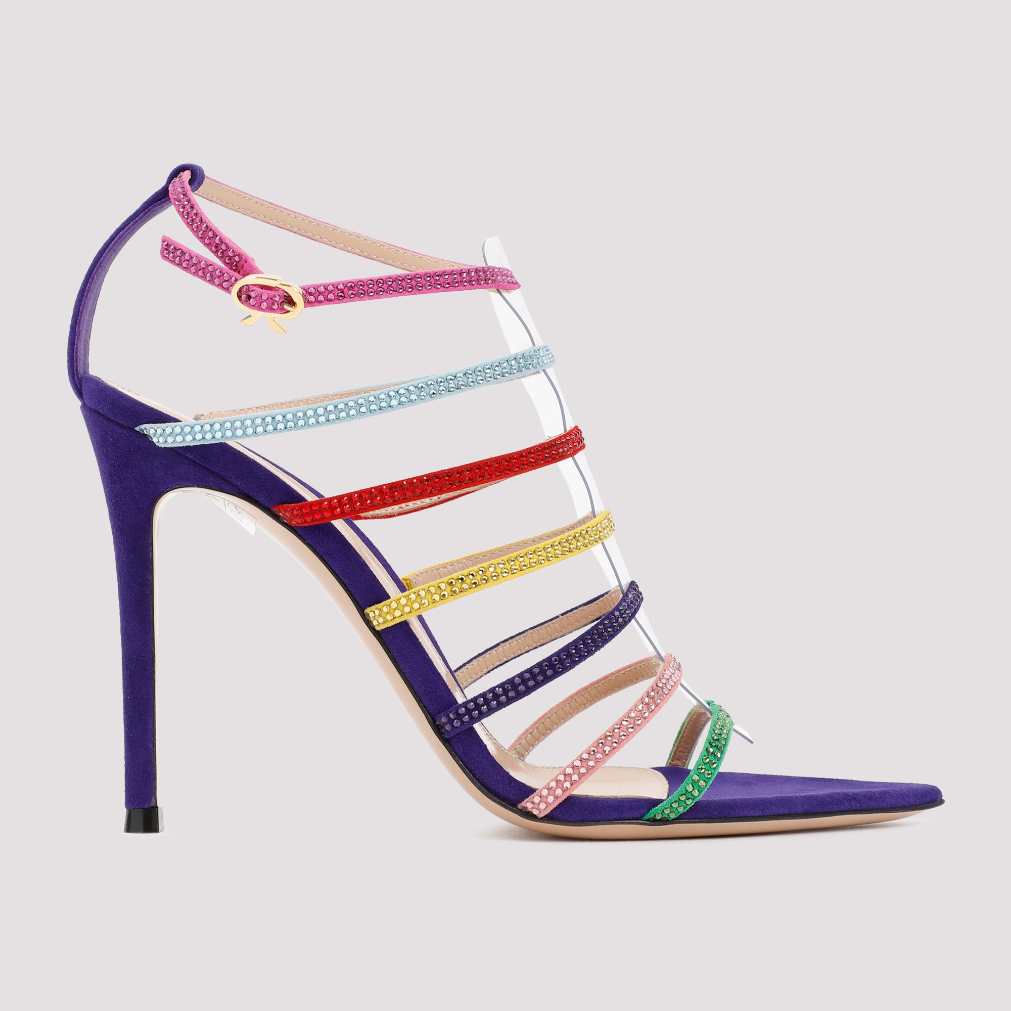 GIANVITO ROSSI Heeled Sandals with Decorative Rhinestones