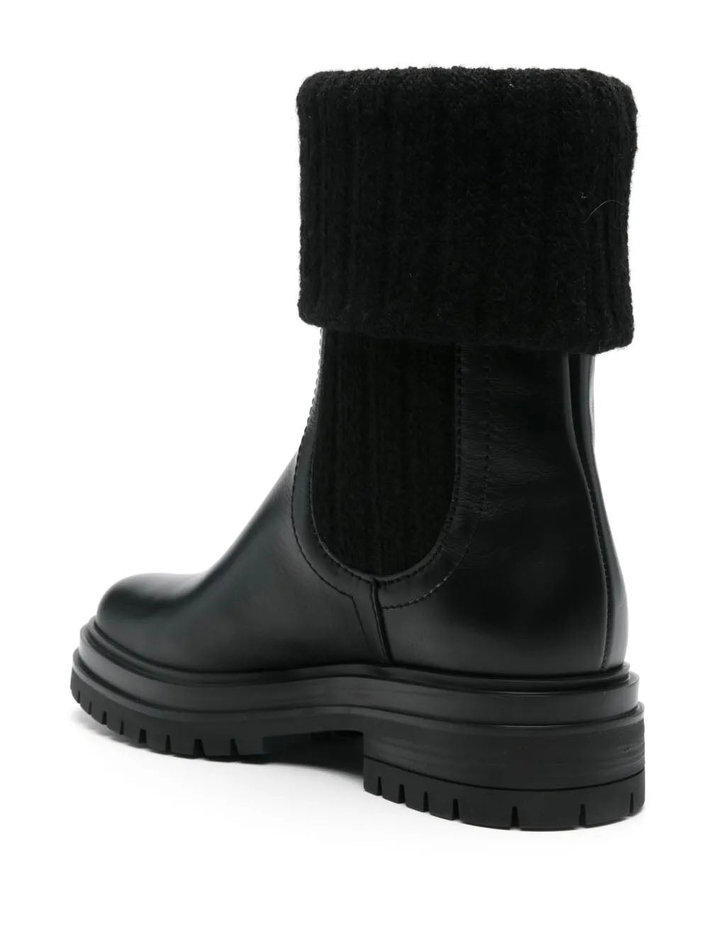 GIANVITO ROSSI Women's Leather Ribbed Stretch Knit Ankle Boots