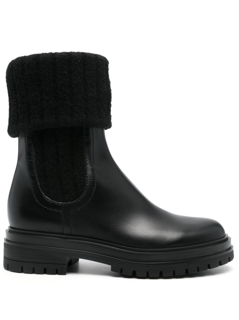 GIANVITO ROSSI Leather Chelsea Boots with Low Block Heel