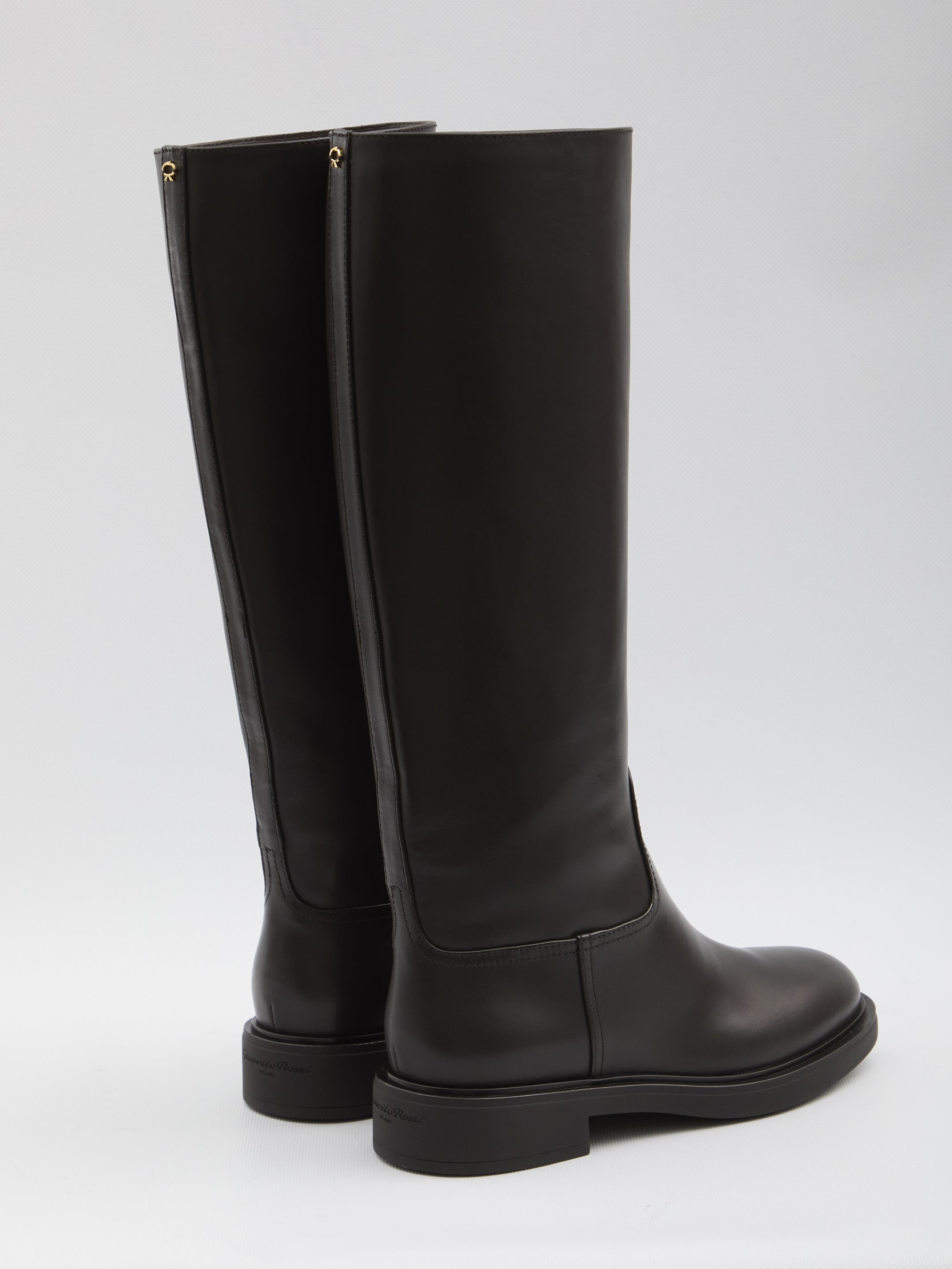 GIANVITO ROSSI Knee-High Leather Boots with Tubular Shape and 2 cm Heel