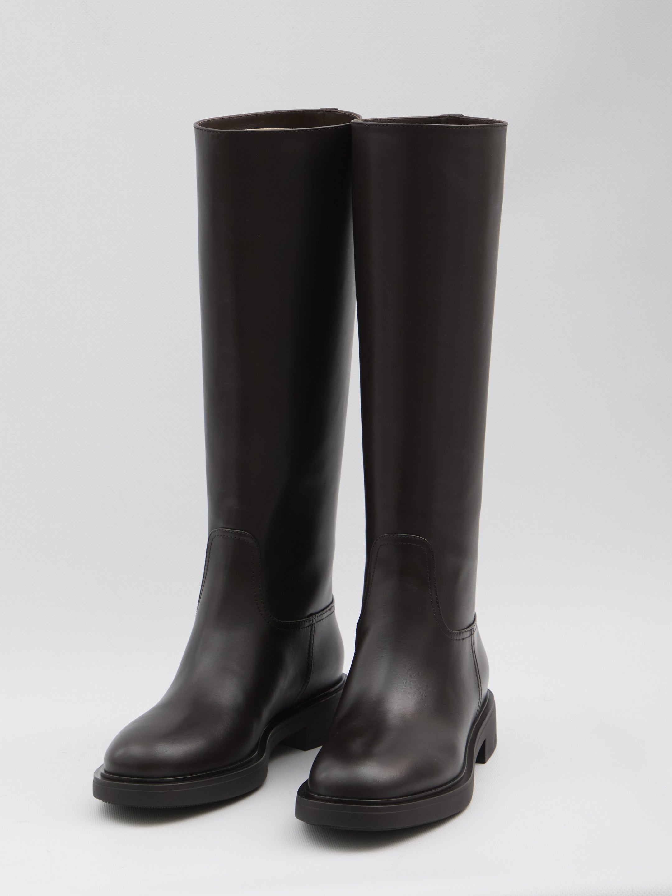 GIANVITO ROSSI Knee-High Leather Boots with Tubular Shape and 2 cm Heel
