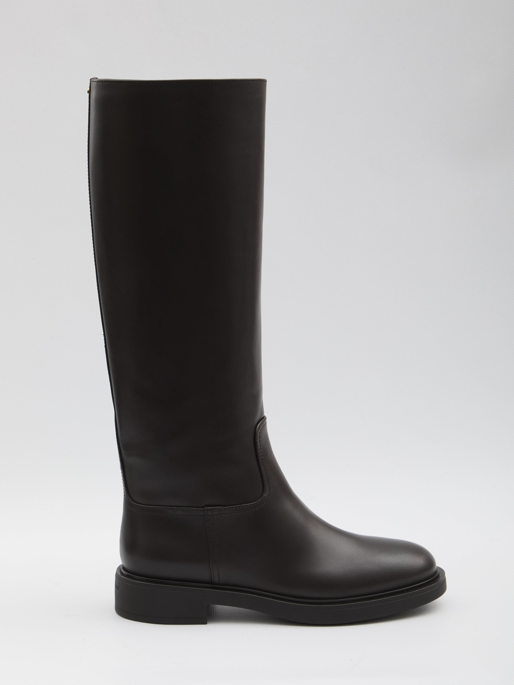 GIANVITO ROSSI Knee-High Leather Boots with Tubular Shape and 2 cm Heel