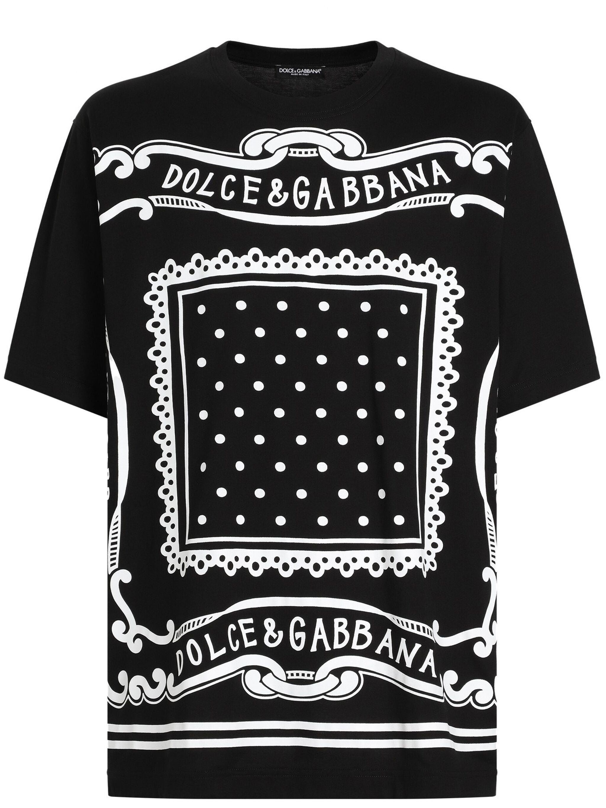 DOLCE & GABBANA Cotton T-Shirt with Bandana Print - Regular Fit Size 48