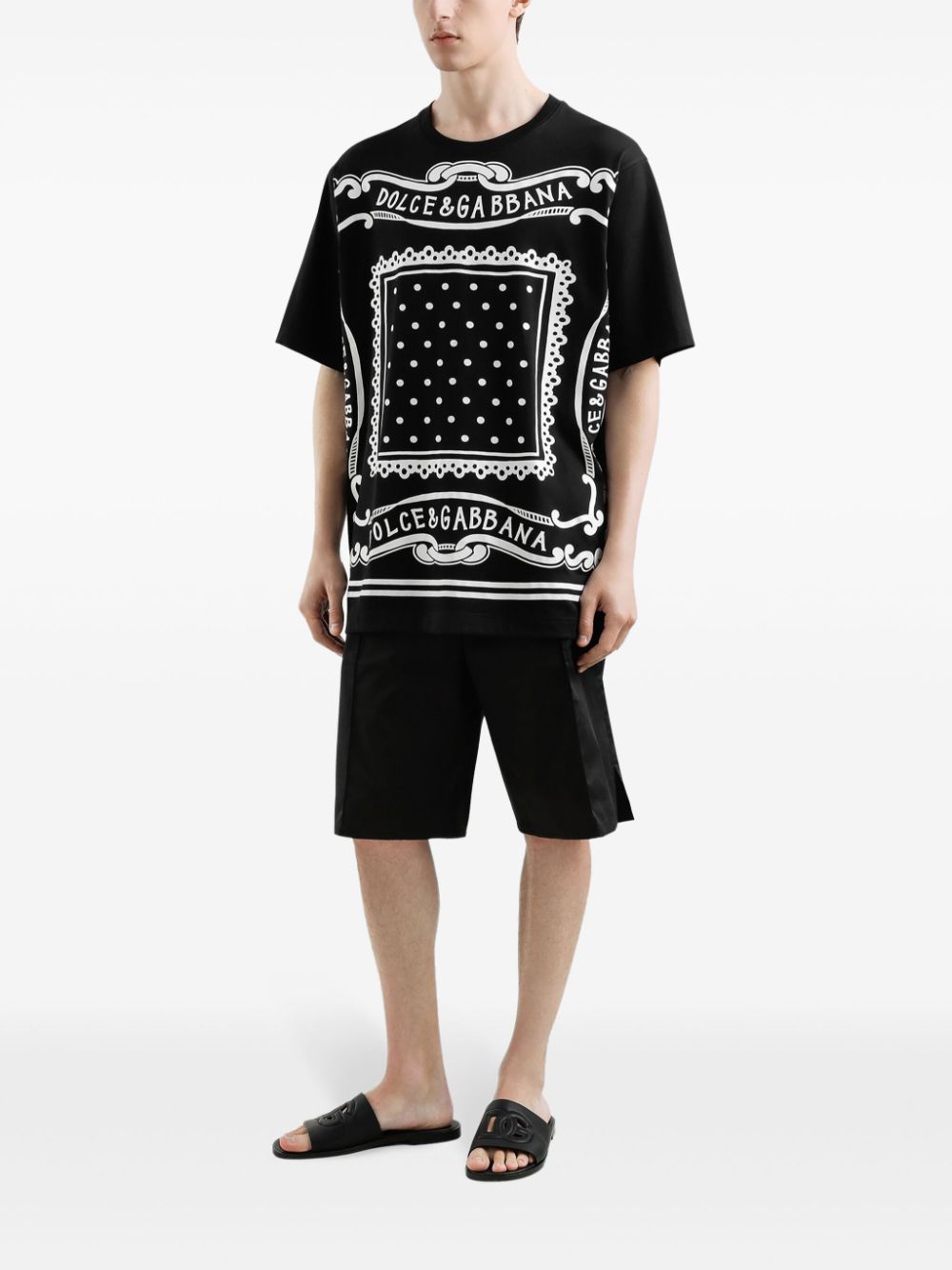 DOLCE & GABBANA Cotton T-Shirt with Bandana Print - Regular Fit Size 48