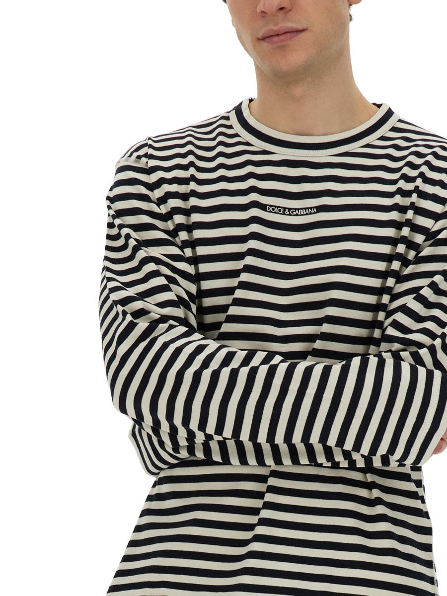 DOLCE & GABBANA Men's Regular Fit Striped T-Shirt - Size 50 IT
