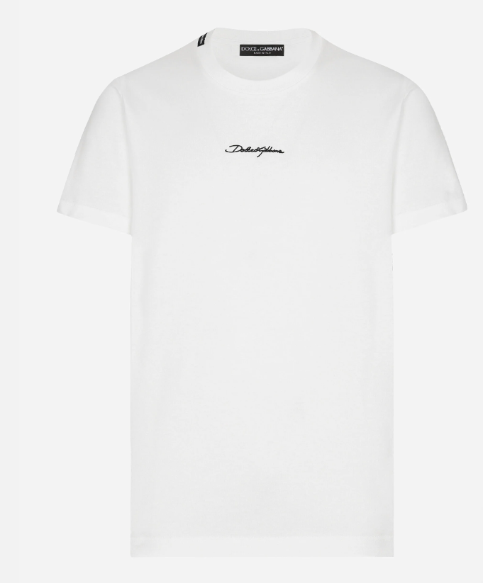 DOLCE & GABBANA Logo Embroidered Cotton T-Shirt - Regular Fit